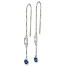 Load image into Gallery viewer, Blue/Clear CZ Threader Earrings - Sterling Silver