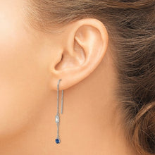 Load image into Gallery viewer, Blue/Clear CZ Threader Earrings - Sterling Silver
