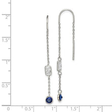 Load image into Gallery viewer, Blue/Clear CZ Threader Earrings - Sterling Silver