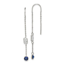 Load image into Gallery viewer, Blue/Clear CZ Threader Earrings - Sterling Silver
