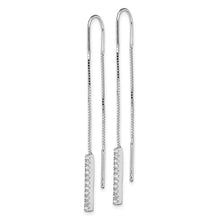 Load image into Gallery viewer, Sterling Silver Rhodium-plated CZ Threader Earrings