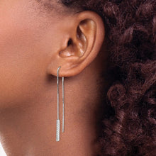 Load image into Gallery viewer, Sterling Silver Rhodium-plated CZ Threader Earrings