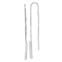 Load image into Gallery viewer, Sterling Silver Rhodium-plated CZ Threader Earrings