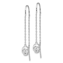Load image into Gallery viewer, Skull Threader Earrings - Sterling Silver Rhodium-plated