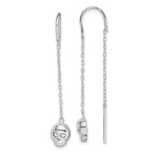 Load image into Gallery viewer, Skull Threader Earrings - Sterling Silver Rhodium-plated