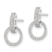 Load image into Gallery viewer, CZ Circle Post Dangle Earrings