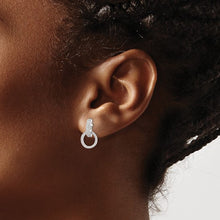 Load image into Gallery viewer, CZ Circle Post Dangle Earrings