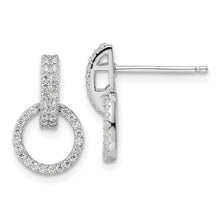 Load image into Gallery viewer, CZ Circle Post Dangle Earrings