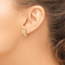 Load image into Gallery viewer, Gold-tone CZ Hinged Heart Shaped Hoop Earrings