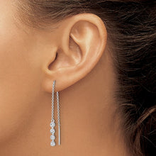 Load image into Gallery viewer, Four Bezel Drop CZ Threader Earrings