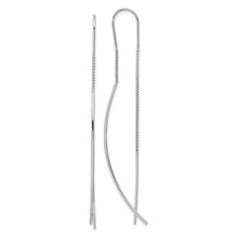 Load image into Gallery viewer, Sterling Silver Rhodium-plated Polished Curved Bar Threader Earrings