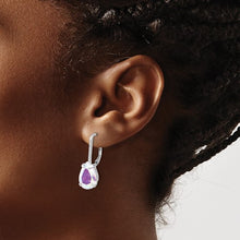 Load image into Gallery viewer, Pear Iridescent CZ Leverback Earrings - Sterling Silver Rhodium-plated