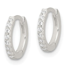 Load image into Gallery viewer, Small Polished CZ Hinged Hoop Earrings - Sterling Silver