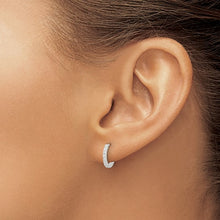 Load image into Gallery viewer, Small Polished CZ Hinged Hoop Earrings - Sterling Silver
