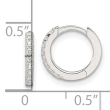 Load image into Gallery viewer, Small Polished CZ Hinged Hoop Earrings - Sterling Silver
