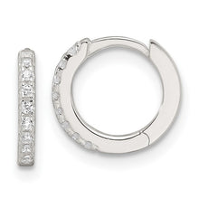 Load image into Gallery viewer, Small Polished CZ Hinged Hoop Earrings - Sterling Silver