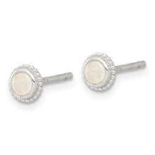 Load image into Gallery viewer, Moonstone Post Earrings with Beaded Edge - Sterling Silver