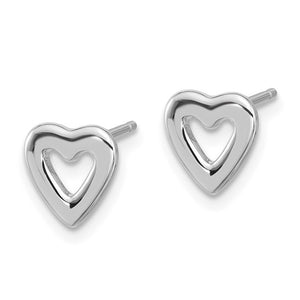 Open Heart Post Earrings - Sterling Silver Rhodium-plated