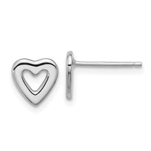 Load image into Gallery viewer, Open Heart Post Earrings - Sterling Silver Rhodium-plated