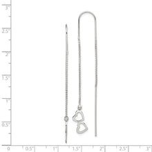 Load image into Gallery viewer, Sterling Silver Polished Double Heart Threader Earrings