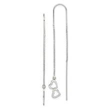 Load image into Gallery viewer, Sterling Silver Polished Double Heart Threader Earrings