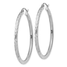 Load image into Gallery viewer, Sterling Silver Rhodium-plated 2.5mm Diamond-cut Hoop Earrings