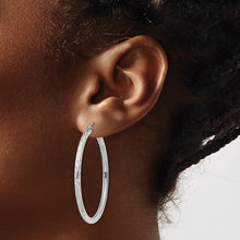 Load image into Gallery viewer, Sterling Silver Rhodium-plated 2.5mm Diamond-cut Hoop Earrings