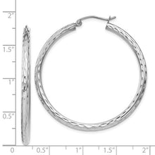 Load image into Gallery viewer, Sterling Silver Rhodium-plated 2.5mm Diamond-cut Hoop Earrings
