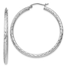 Load image into Gallery viewer, Sterling Silver Rhodium-plated 2.5mm Diamond-cut Hoop Earrings