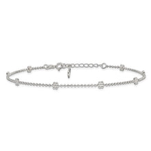 Load image into Gallery viewer, Flower Ankle Bracelet with Heart Charm - Sterling Silver