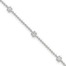 Load image into Gallery viewer, Flower Ankle Bracelet with Heart Charm - Sterling Silver