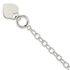 Oval Link Engravable Heart Toggle Bracelet - Sterling Silver
