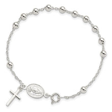 Load image into Gallery viewer, Beaded Polished Rosary 7.5 inch Bracelet - Sterling Silver