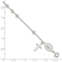 Load image into Gallery viewer, Beaded Polished Rosary 7.5 inch Bracelet - Sterling Silver