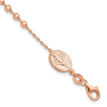 Load image into Gallery viewer, Rose-tone Rosary Cross 7in with 1in Ext. Bracelet