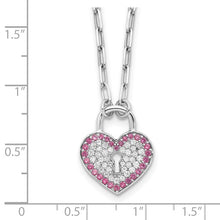 Load image into Gallery viewer, Crystal Heart Lock Paperclip Necklace - Sterling Silver