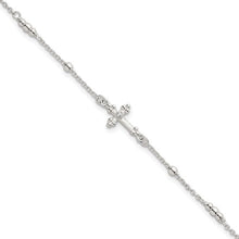 Load image into Gallery viewer, Budded Cross Bracelet - Sterling Silver