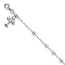 Load image into Gallery viewer, Fleur De Lis Cross Bracelet 7.5"