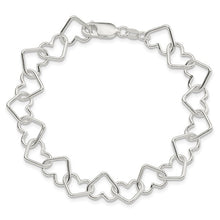 Load image into Gallery viewer, Polished Fancy Large Heart Link Bracelet -Sterling Silver