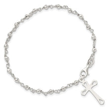 Load image into Gallery viewer, Polished Bead Rosary 7.5 inch Bracelet - Sterling Silver