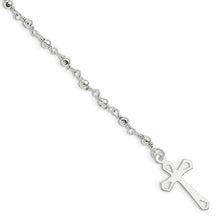 Load image into Gallery viewer, Polished Bead Rosary 7.5 inch Bracelet - Sterling Silver