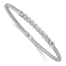 Load image into Gallery viewer, CZ Woven Flexible Italian Cuff -  Sterling Silver Rhodium-plated