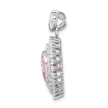 Load image into Gallery viewer, 9mm Pink Heart CZ Pendant and 18" Chain - Sterling Silver