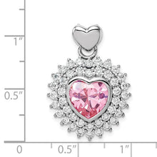 Load image into Gallery viewer, 9mm Pink Heart CZ Pendant and 18" Chain - Sterling Silver