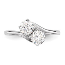 Load image into Gallery viewer, Sterling Silver Rhodium-plated CZ Two Stone Polished Ring