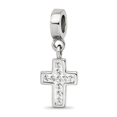 Preciosa Crystal Cross Dangle Bead - Sterling Silver