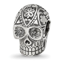 Load image into Gallery viewer, Calavera Sugar Skull Bead - Sterling Silver