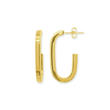 Load image into Gallery viewer, Stellari Gold Large J Hoop Earrings