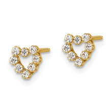 Load image into Gallery viewer, Childrens Polished CZ Heart Post Earrings - 14K Yellow Gold