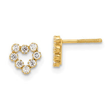 Load image into Gallery viewer, Childrens Polished CZ Heart Post Earrings - 14K Yellow Gold